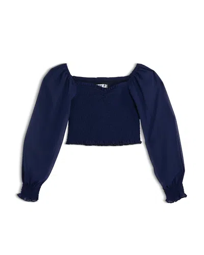 Katiejnyc Girls' Chloe Sheer Sleeve Top - Big Kid In Blue