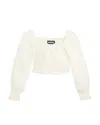 Katiejnyc Girls' Chloe Sheer Sleeve Top - Big Kid In Ivory