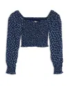 Katiejnyc Girls' Chloe Top - Big Kid In Evening Blue Ditsy Floral