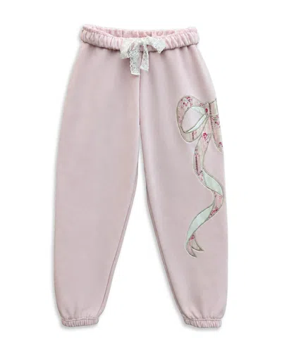 Katiejnyc Girls' Dylan Bow Applique Jogger Pants - Big Kid In Pink