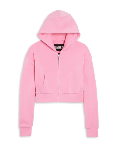 Katiejnyc Girls' Dylan Crop Zip Hoodie - Big Kid In Cotton Candy