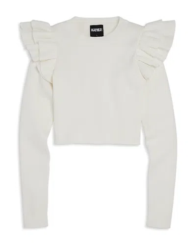 Katiejnyc Girls' Isla Long Sleeved Top - Big Kid In Winter White