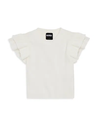 Katiejnyc Girls' Isla Sweater Short Sleeve Top - Big Kid In Winter White