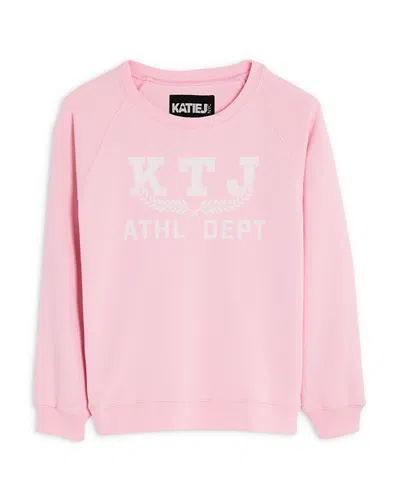 Katiejnyc Girls' Ktj Crewneck Sweatshirt - Big Kid In Baby Pink