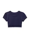 Katiejnyc Girls' Lace Hem Crop Tee - Big Kid In Blue
