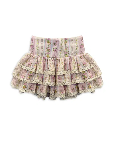 Katiejnyc Girls' Lace Trim Seersucker Skirt - Big Kid In Pink