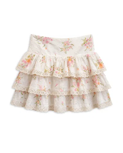 Katiejnyc Girls' Lace Trim Seersucker Skirt - Big Kid In Neutral