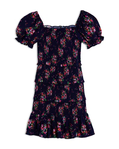 Katiejnyc Girls' Laila Floral Smocked Dress - Big Kid In Evening Blue Bouquet