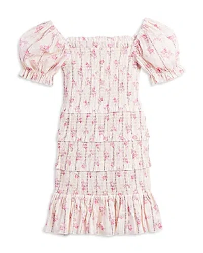 Katiejnyc Girls' Laila Floral Smocked Dress - Big Kid In Floral Stripe Cream