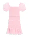 Katiejnyc Girls' Laila Puff Sleeve Tiered Smocked Dress - Big Kid In Pink Check