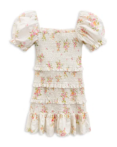 Katiejnyc Girls' Laila Puff Sleeve Tiered Smocked Dress - Big Kid In Neutral