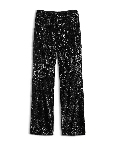 Katiejnyc Girls' Levi Sequined Cargo Pants - Big Kid In Black Sequin