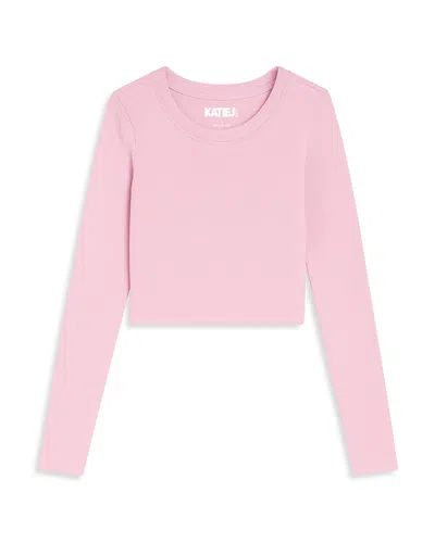 Katiejnyc Girls' Livi Cropped Long Sleeve Tee - Big Kid In Pink