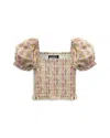 Katiejnyc Girls' Marlee Smocked Floral Puff Sleeve Top - Big Kid In Brown