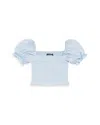 Katiejnyc Girls' Marlee Smocked Floral Puff Sleeve Top - Big Kid In Baby Blue