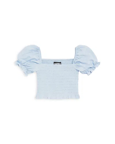 Katiejnyc Girls' Marlee Smocked Floral Puff Sleeve Top - Big Kid In Baby Blue