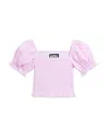 Katiejnyc Girls' Marlee Smocked Floral Puff Sleeve Top - Big Kid In Baby Pink Seersucker