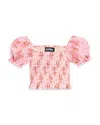 Katiejnyc Girls' Marlee Smocked Floral Puff Sleeve Top - Big Kid In Pink Bouquet