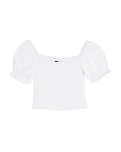 Katiejnyc Girls' Marlee Smocked Floral Puff Sleeve Top - Big Kid In White