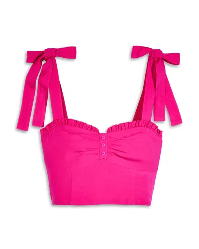 Katiejnyc Girls' Mason Smocked Crop Top - Big Kid In Shocking Pink
