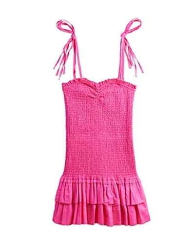 Katiejnyc Girls' Meri Smocked Ruffle Dress - Big Kid In Neon Pink