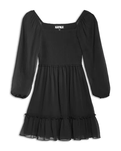 Katiejnyc Girls' Molly Long Sleeve Dress - Big Kid In Black