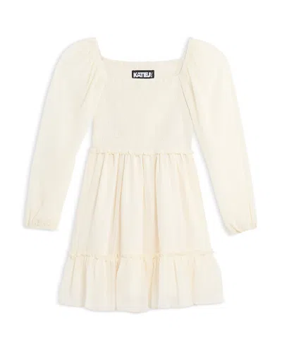 Katiejnyc Girls' Molly Long Sleeve Dress - Big Kid In White