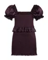 Katiejnyc Girls' Rayne Puff Sleeve Smocked Dress - Big Kid In Midnight Plum Satin