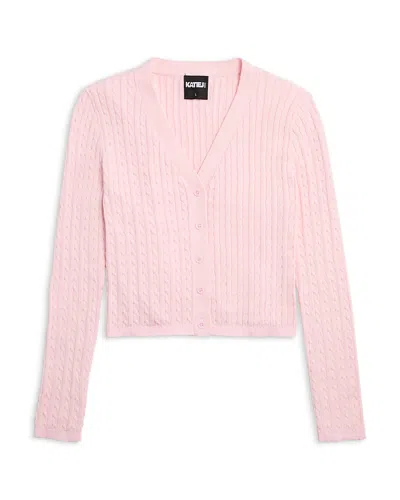 Katiejnyc Girls' Rory V Neck Cardigan - Big Kid In Baby Pink