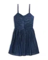 Katiejnyc Girls' Sabrina Ruched Shimmer Mini Dress - Big Kid In Navy Shimmer