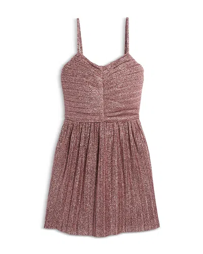 Katiejnyc Girls' Sabrina Ruched Shimmer Mini Dress - Big Kid In Rose Shimmer
