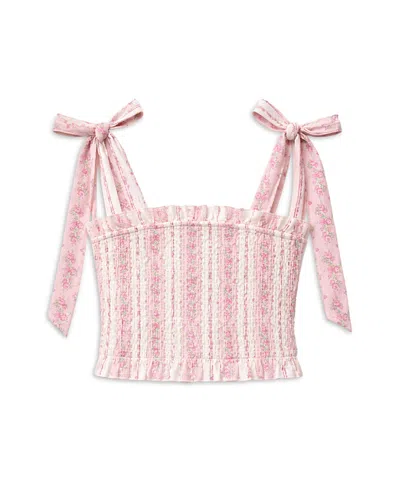 Katiejnyc Girls' Sunny Printed Tie Top - Big Kid In Pink