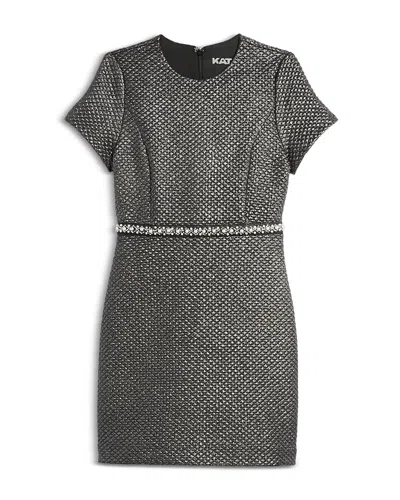 Katiejnyc Girls' Sylvie Metallic Quilted Dress - Big Kid In Silver Quilted