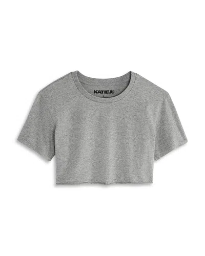 Katiejnyc Girls' Tristan Cropped Tee - Big Kid In Hthr Grey