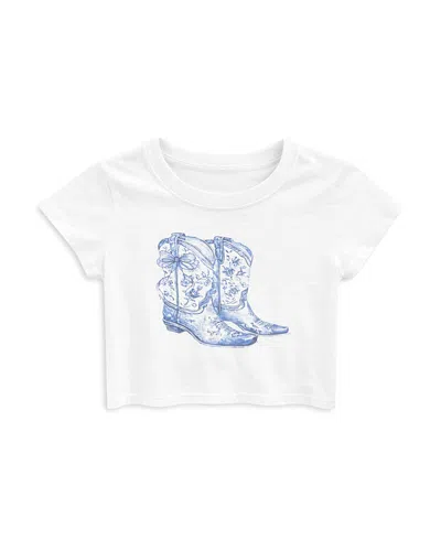 Katiejnyc Girls' Tween Bow Boots Tee - Big Kid In White