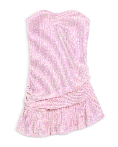 Katiejnyc Girls' Tween Estelle Asymmetric Strapless Sequin Dress - Big Kid In Pink