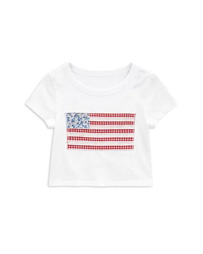 Katiejnyc Girls' Tween Flag Patch Tee - Big Kid In White
