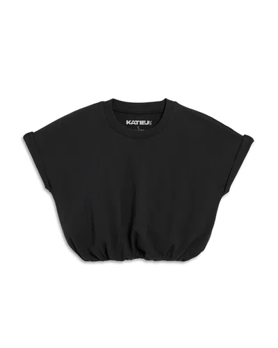 Katiejnyc Girls' Tween Jojo Cropped Bubble Tee - Big Kid In Black