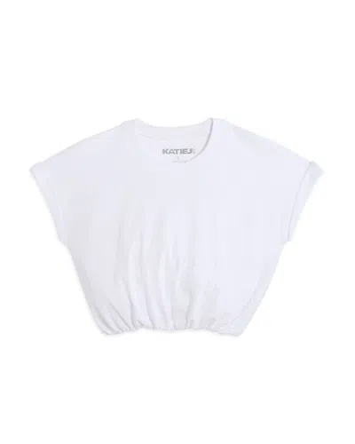 Katiejnyc Girls' Tween Jojo Cropped Bubble Tee - Big Kid In White