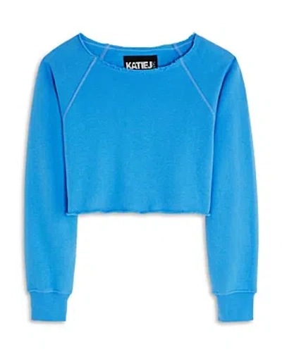 Katiejnyc Girls' Tween Shane Off Shoulder Cropped Sweatshirt - Big Kid In Blue