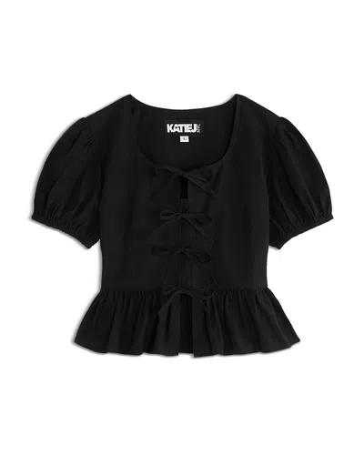 Katiejnyc Girls' Tween Wells Peplum Top - Big Kid In Black