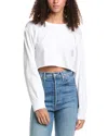 Katiejnyc Izzy Cropped Raw Edge Slub T-shirt In White