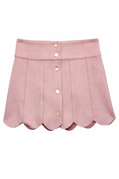 Katiejnyc Junior's Autumn Skirt In Light Pink Suede