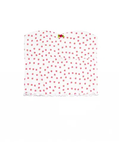 Katiejnyc Junior's Felicity Top In Strawberry Print In White