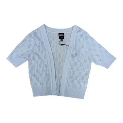 Katiejnyc Junior Goldi Short Sleeve Pointelle Cardigan In Baby Blue