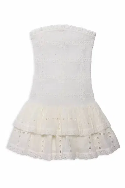 Katiejnyc Junior Melina Drop Waist Ruffle Dress In White Eyelet In Red