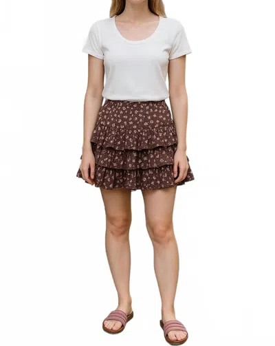 Katiejnyc Junior Melody Mini Skirt In Chocolate Floral Print In Brown