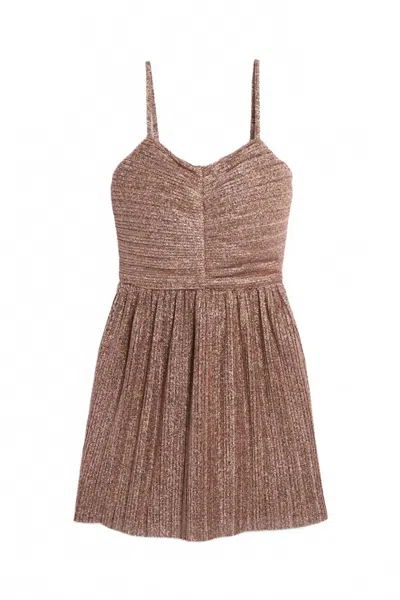 Katiejnyc Girls' Sabrina Ruched Shimmer Mini Dress - Big Kid In Rose Shimmer