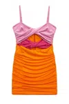 Katiejnyc Women's Ariana Double Twist Front Ruched Dress In Pink/orange In Multi