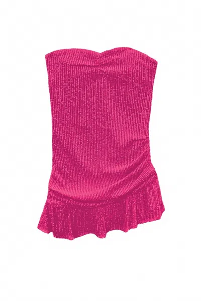 Katiejnyc Women's Estelle Asymmetrical Strapless Dress In Neon Pink Sequin